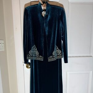 Dark Blue/Teal Velvet Jacket Dress